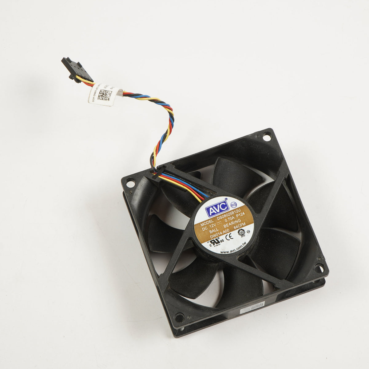 Dell DW014:A00 Fan 80mm x 25mm AVC DS08025B12U 5-Pin 4-Wire Fan