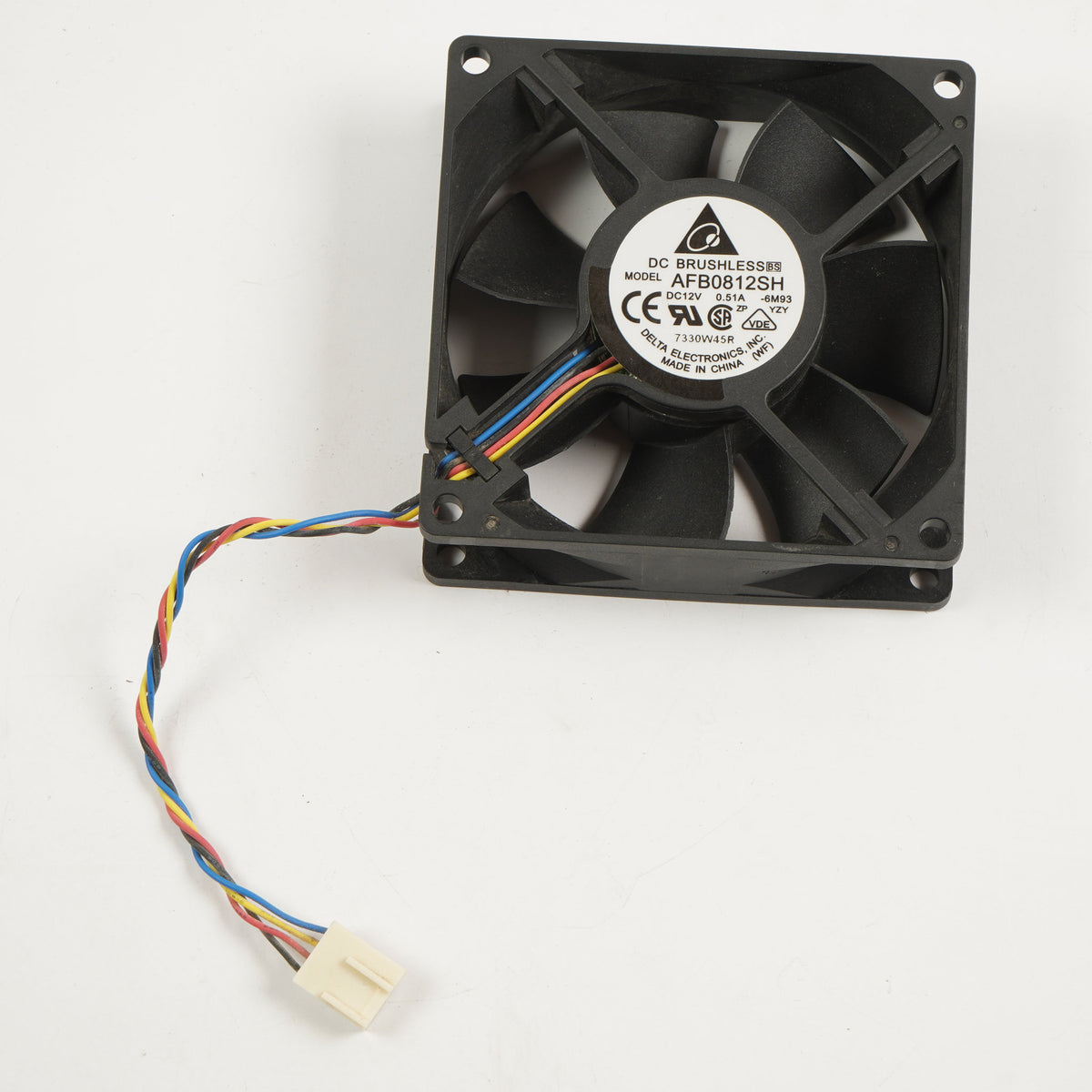 Delta AFB0812SH-6M93 80mm x 25mm DC12V 0.51A Fan 4-Pin 4-Wire