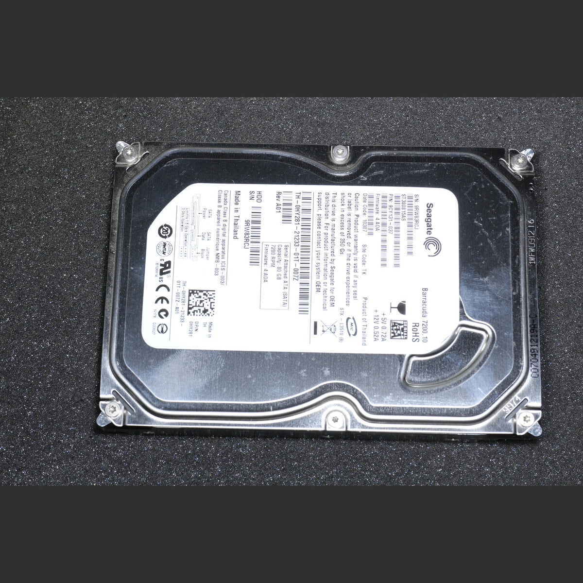 Seagate Barracuda 7200.10 80GB SATA 7200RPM ST380815AS 9CY131-037 Fw: 4.ADA
