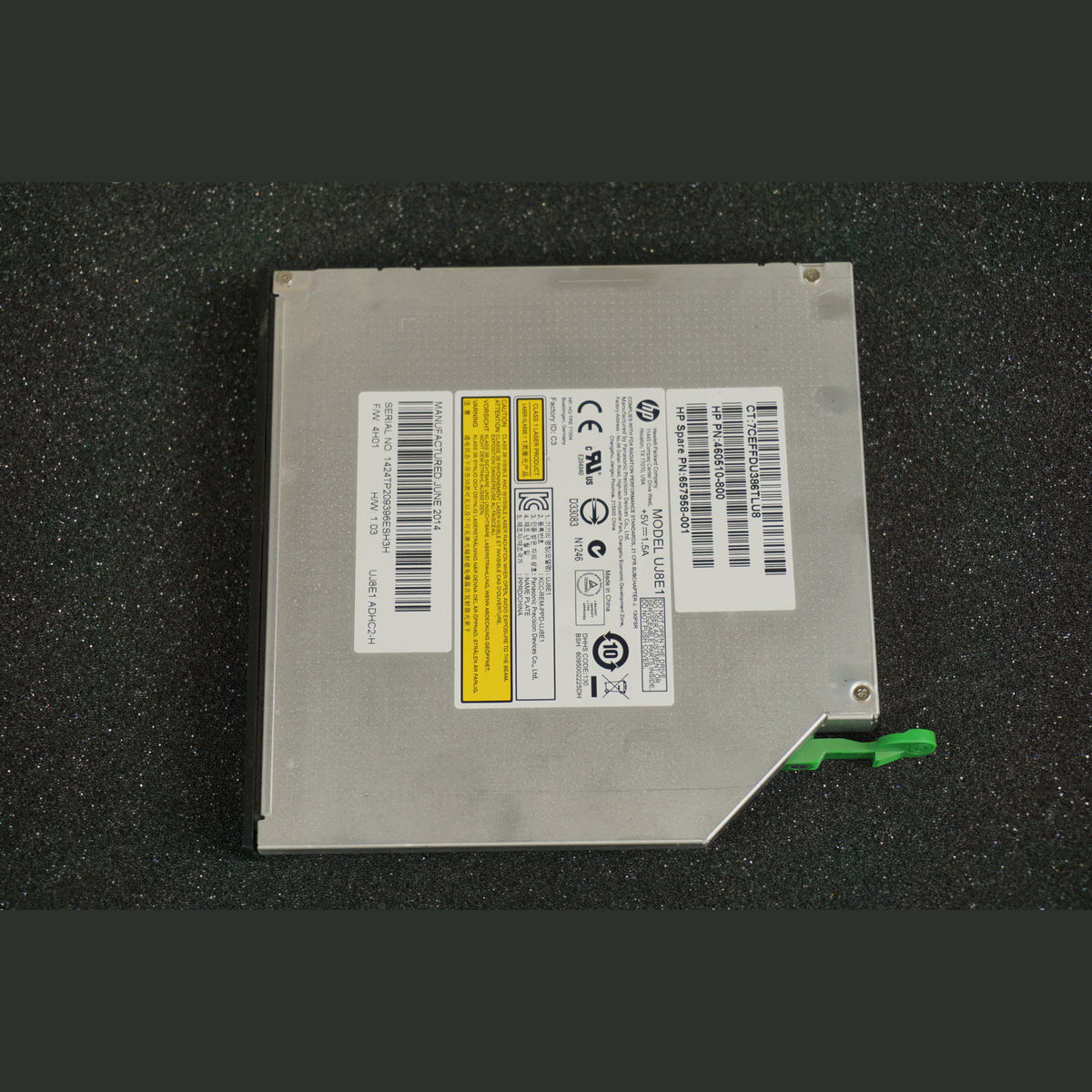 657958-001 HP DVD-RW Disk Drive & Green Bracket UJ8E1 460510-800