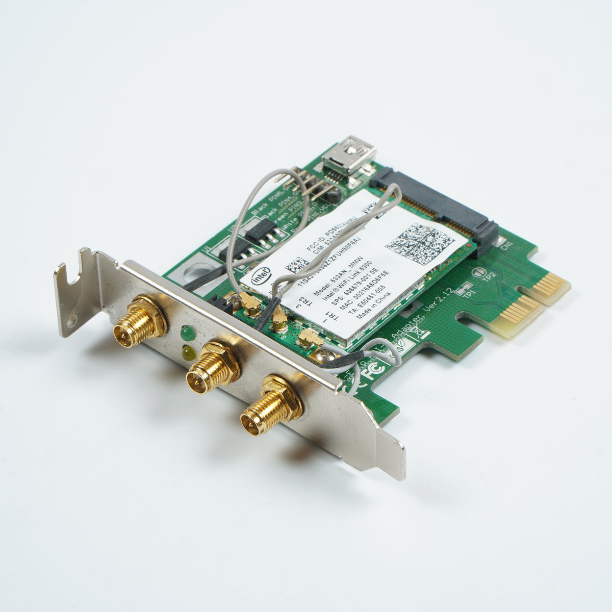 Low Profile Mini PIC-E to PCI-e Adapter Ver2.12 with 633AV-MMW without antennae