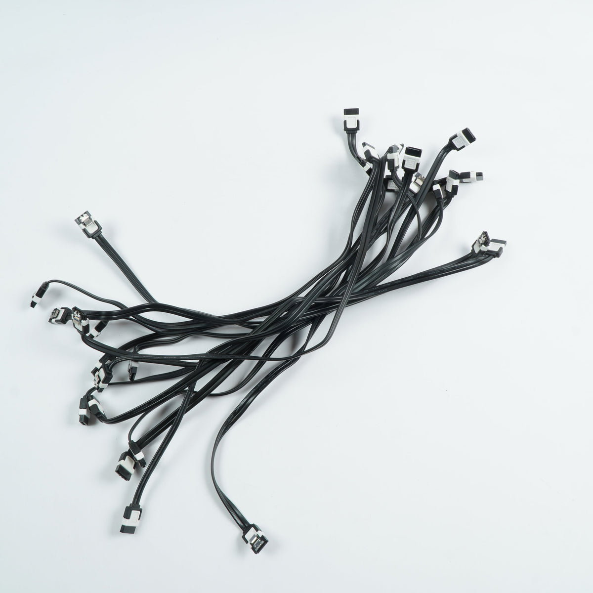Job Lot of 12 x Black & White PC SATA Cables 45cm 16" Long Straight-Straight