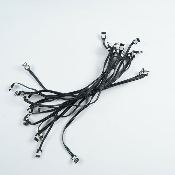 Job Lot of 12 x Black & White PC SATA Cables 45cm 16" Long Straight-Straight