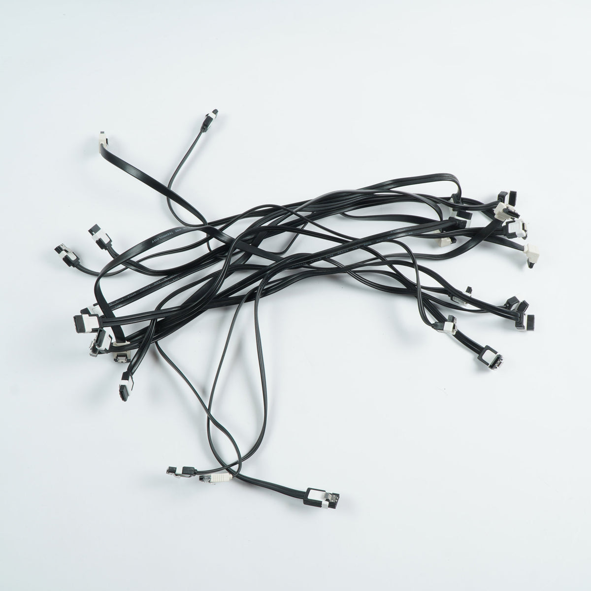 Job Lot of 12 x Black & White PC SATA Cables 45cm 16" Long Straight-90degree