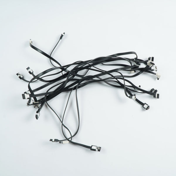 Job Lot of 12 x Black & White PC SATA Cables 45cm 16" Long Straight-90degree