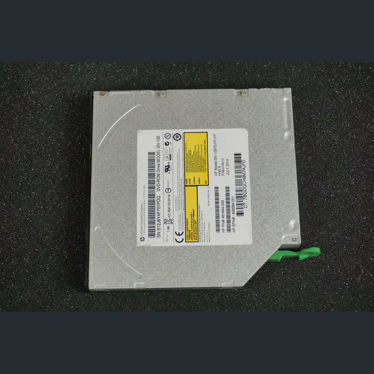 608394-001 HP DVD-ROM Disk Drive & Green Bracket SN-108 461644-003