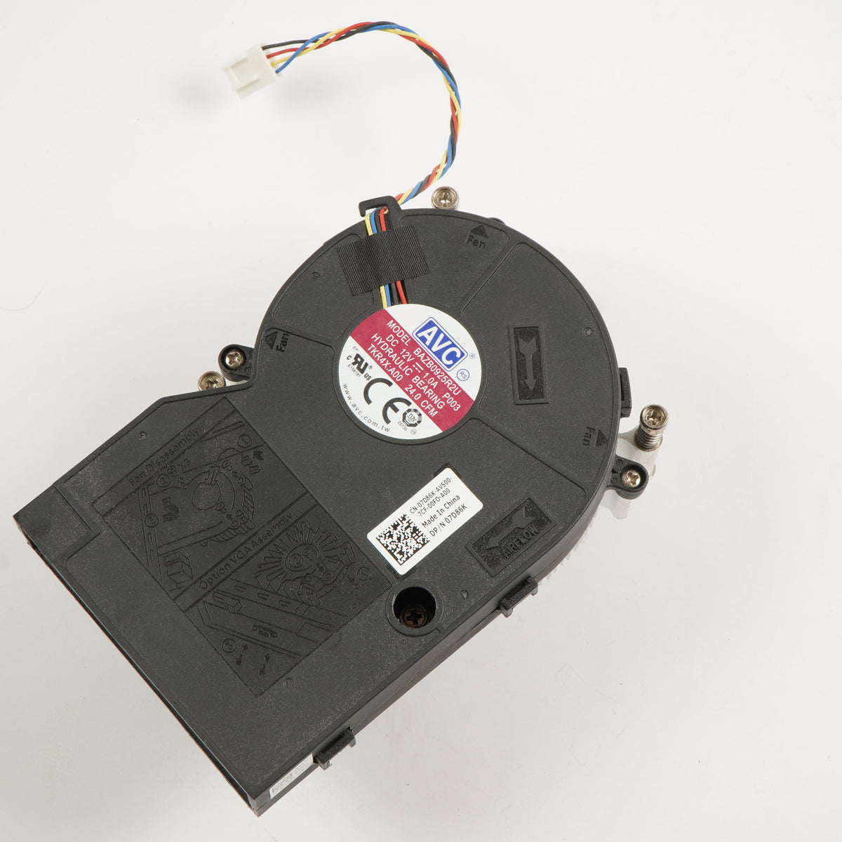 Dell 7D86K 07D86K Heatsink & Fan TKR4X CPU Cooler AVC BAZB0925R2U